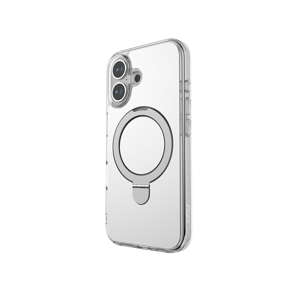 iPhone 16 Plus M-safe Şarj Özellikli Kılıf Raptic Air Stand Serisi Aynalı Arka Yüzey Standlı Kapak