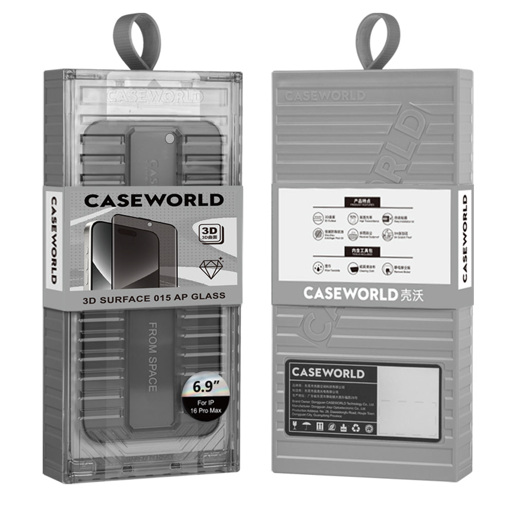 iPhone 16 Pro CaseWorld Ultra-Thin Serisi TMQ Privacy 0.15mm 3D Cam Ekran Koruyucu + Uygulama Aparatlı