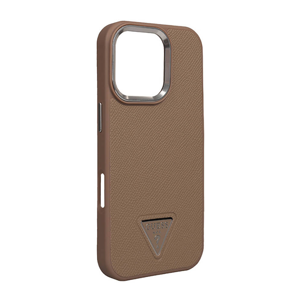 iPhone 16 Pro Kılıf Guess Orjinal Lisanslı M-safe Şarj Özellikli Grained Triangle Kapak