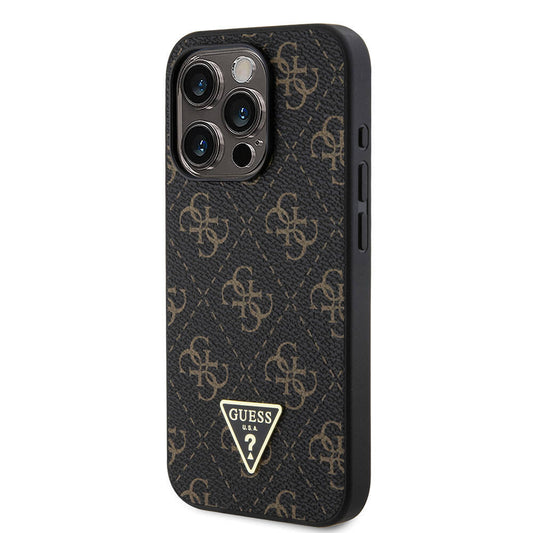 iPhone 16 Pro Kılıf Guess Orjinal Lisanslı PU Deri 4G Desenli Üçgen Logolu Kapak