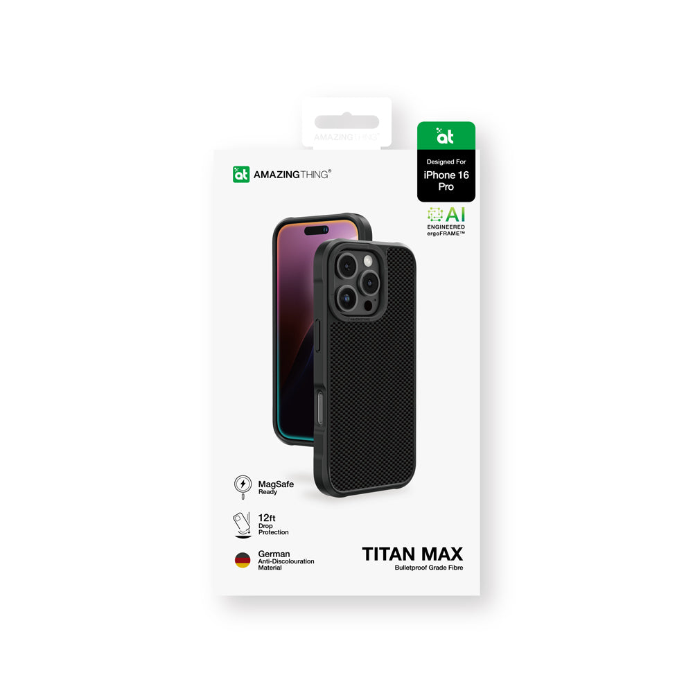 iPhone 16 Pro Kılıf M-safe Şarj Özellikli 1500D Aramid Fiber Amazingthing Titan Max Serisi Kapak