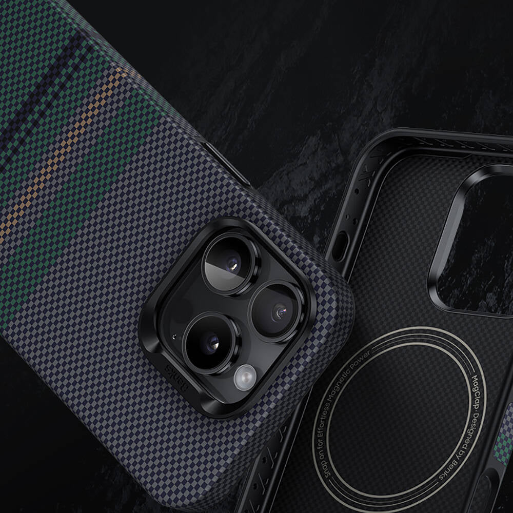 iPhone 16 Pro Kılıf M-safe Şarj Özellikli Karbon Fiber Tasarımlı Benks Aurora ArmorPro Kevlar Kapak