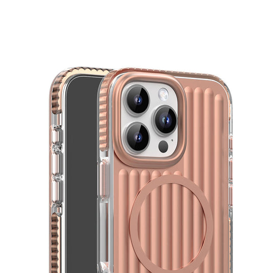 iPhone 16 Pro Kılıf M-safe Şarj Özellikli Oyuklu Tasarım Mutural Bumpy Clear Kapak