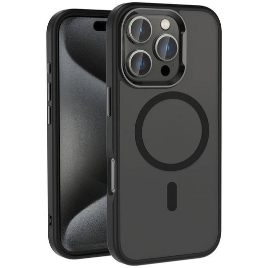 Apple iPhone 16 Pro Kılıf M-safe Şarj Özellikli Parlak Kamera Çerçeveli Zore Kost Kapak