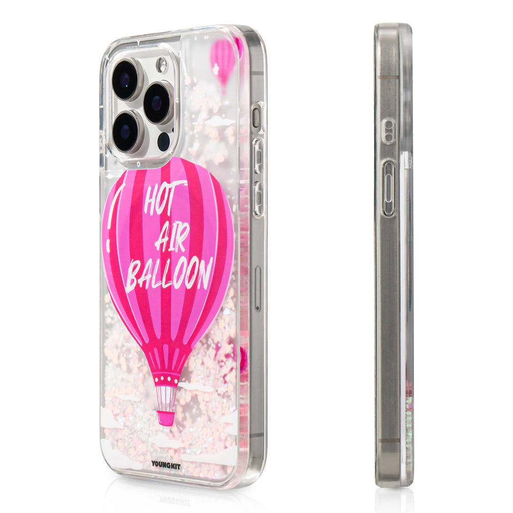 iPhone 16 Pro Kılıf M-safe Şarj Özellikli Parlak Kumlu Sıvılı Youngkit Pink Dream Quicksand Serisi Kapak