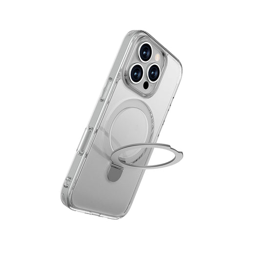 iPhone 16 Pro Kılıf M-safe Şarj Özellikli Raptic Air Stand Serisi Buzlu Transparan Tasarımlı Standlı Kapak