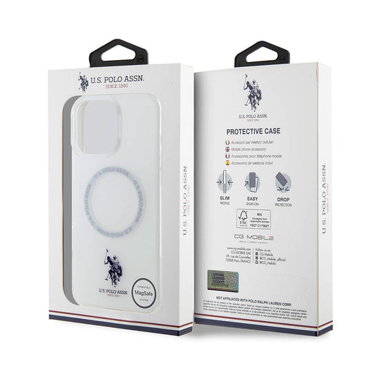 iPhone 16 Pro Kılıf U.S. Polo Assn. Orjinal Lisanslı M-safe Şarj Özellikli IML Double Horse Logolu Ring Kapak