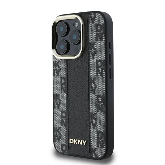 iPhone 16 Pro Max Kılıf DKNY Orjinal Lisanslı M-safe Şarj Özellikli 3D Yazılı Checkered Pattern Kapak
