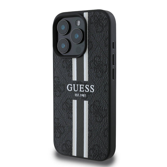 iPhone 16 Pro Max Kılıf Guess Orjinal Lisanslı M-safe Şarj Özellikli 4G Şerit Tasarımlı Printed Kapak