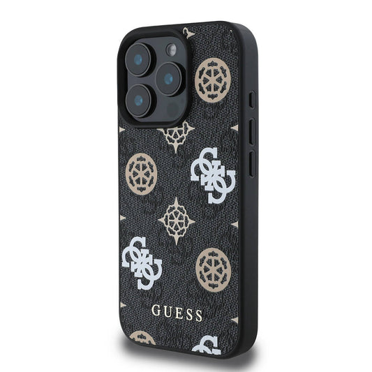 iPhone 16 Pro Max Kılıf Guess Orjinal Lisanslı M-safe Şarj Özellikli 4G Desenli Yazı Logolu Peony Kapak