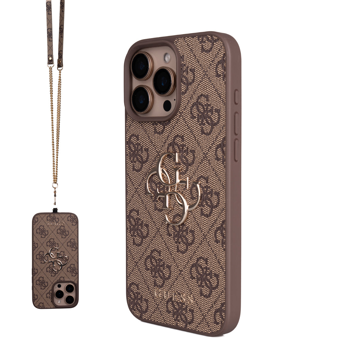 iPhone 16 Pro Max Kılıf Guess Orjinal Lisanslı PU Deri 4G Büyük Metal Logolu Çapraz Vücut Askılı Kapak