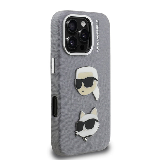 iPhone 16 Pro Max Kılıf Karl Lagerfeld Orjinal Lisanslı K&C Heads Pin Kapak