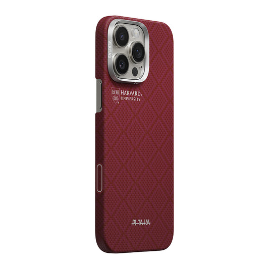 Apple iPhone 16 Pro Max Kılıf M-safe Şarj Özellikli Aramid Fiber Pitaka Harvard University Serisi Kapak