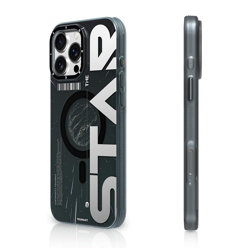 iPhone 16 Pro Max Kılıf M-safe Şarj Özellikli Airbagli Hologram Tasarımlı Youngkit Interstellar Serisi Kapak