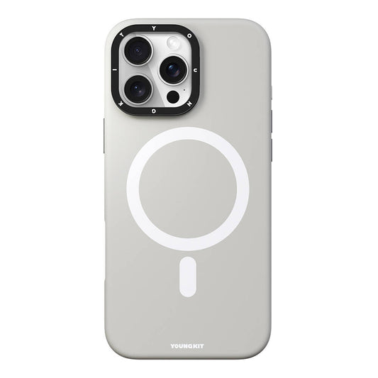 iPhone 16 Pro Max Kılıf M-safe Şarj Özellikli Kamera Standlı Youngkit Bitty Cream Kapak