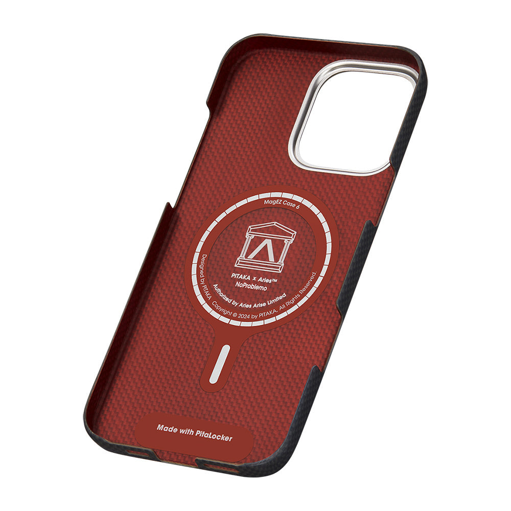 iPhone 16 Pro Max Kılıf M-safe Şarj Özellikli Lumintex Teknolojili Fosforlu Aramid Fiber Pitaka Tactile Woven Aries Serisi NoProblemo Kapak