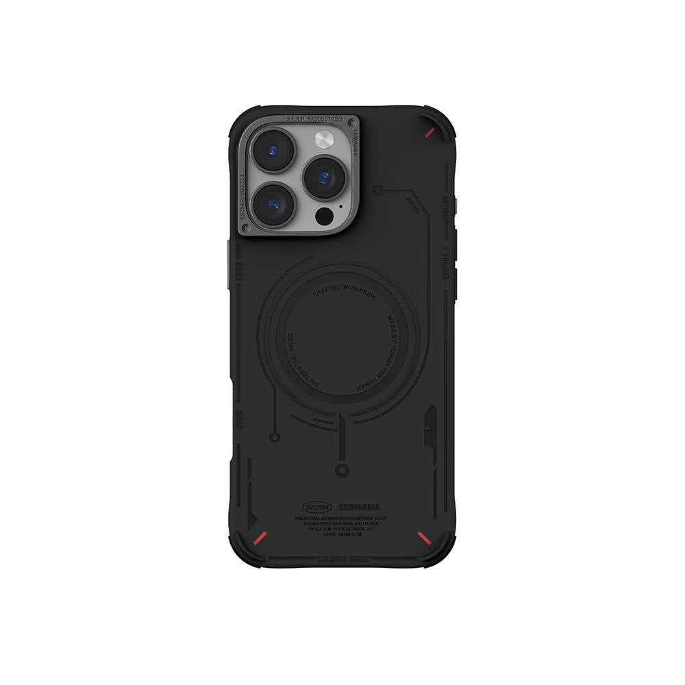 iPhone 16 Pro Max Kılıf M-safe Şarj Özellikli Metal Kamera Çerçeveli Skinarma Mecha Serisi Kapak