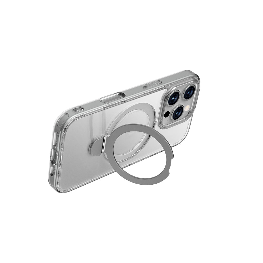 iPhone 16 Pro Max Kılıf M-safe Şarj Özellikli Raptic Air Stand Serisi Buzlu Transparan Tasarımlı Standlı Kapak