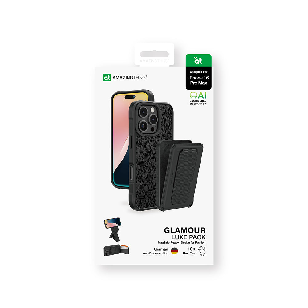 iPhone 16 Pro Max Kılıf M-safe Şarj Özellikli Standlı Kartlıklı Set Amazingthing Glamour Luxe Serisi Kapak