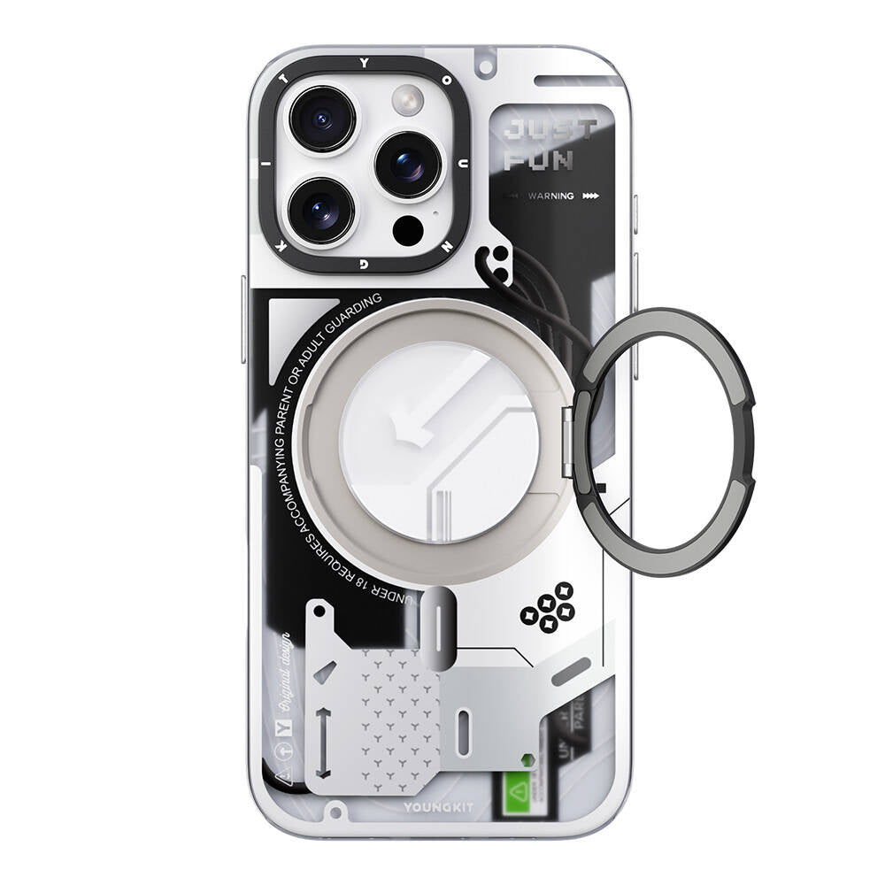 iPhone 16 Pro Max Kılıf M-safe Şarj Özellikli Youngkit 360° Standlı Starship Serisi Kapak