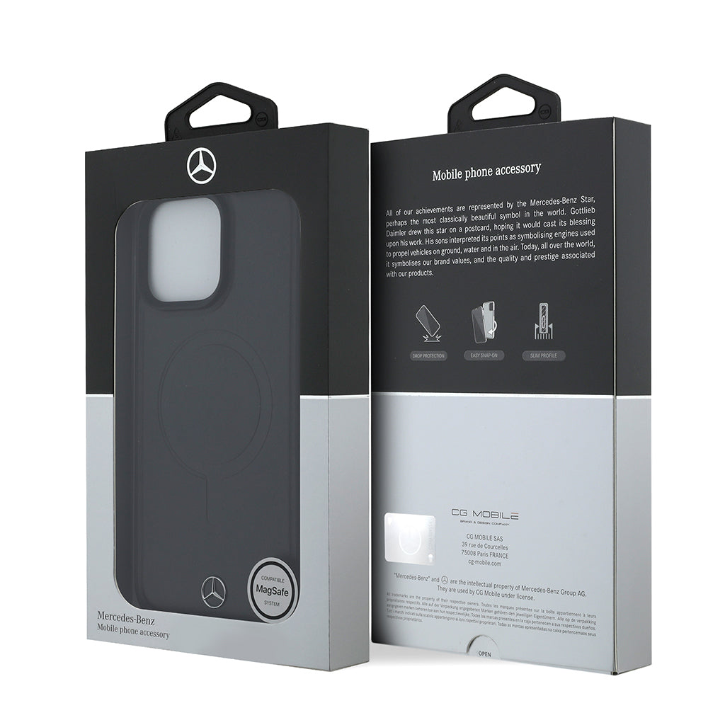 iPhone 16 Pro Max Kılıf Mercedes Benz Orjinal Lisanslı M-safe Şarj Özellikli Metal Yıldız Logolu Sade Pürüzsüz Deri Kapak