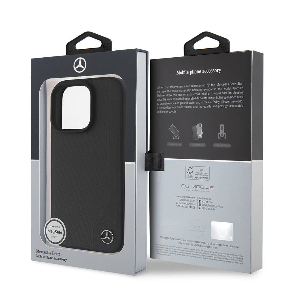 iPhone 16 Pro Max Kılıf Mercedes Benz Orjinal Lisanslı M-safe Şarj Özellikli 3D Metal Logolu Wood Imitation Deri Kapak