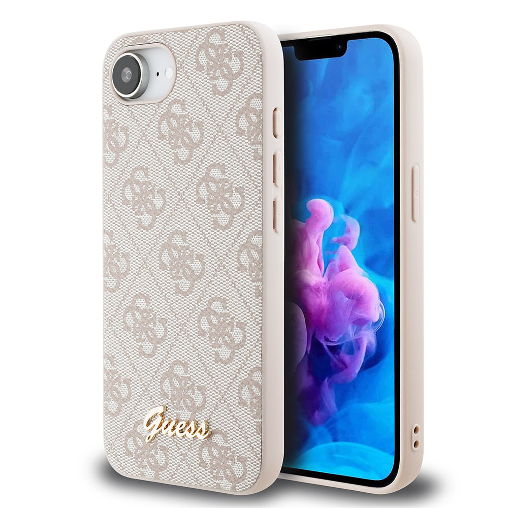 iPhone 16E Kılıf Guess Orjinal Lisanslı 4G Desenli Script Metal Logolu Kapak