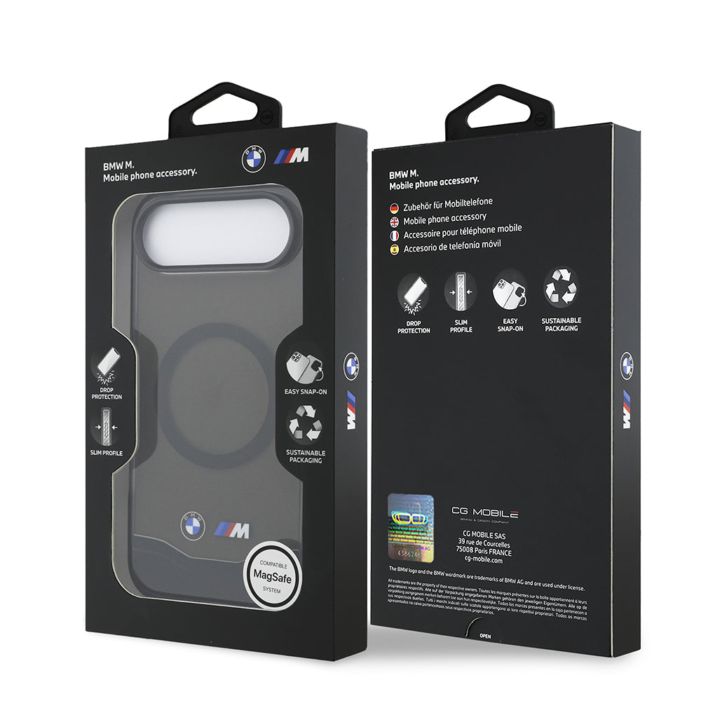 iPhone 17 Air Kılıf BMW Orjinal Lisanslı M-safe Şarj Özellikli Metal Buton Tasarımlı Tranparan M Dizayn Kapak
