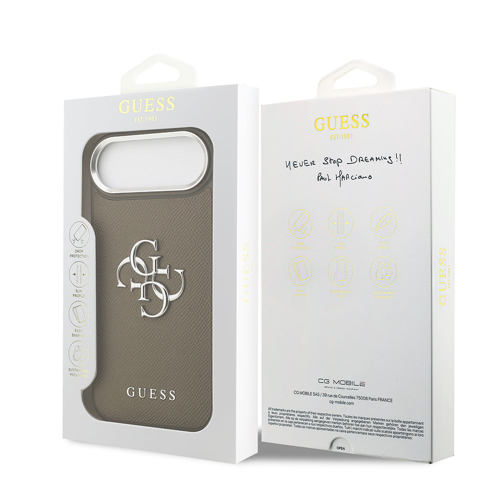 iPhone 17 Air Kılıf Guess Orjinal Lisanslı Grained 4G Metal Büyük Logolu Kapak