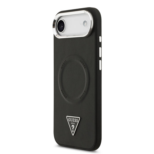iPhone 17 Air Kılıf Guess Orjinal Lisanslı M-safe Şarj Özellikli PU Deri Metal Kamera Çerçeveli Üçgen Logolu Kapak