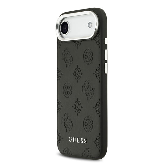 Apple iPhone 17 Air Kılıf Guess Orjinal Lisanslı M-safe Şarj Özellikli Sıcak Baskılı Klasik Yazı Logolu PU Deri Peony Kapak