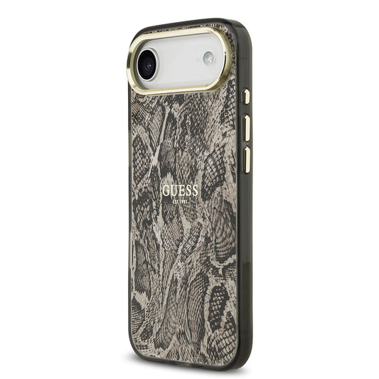 Apple iPhone 17 Air Kılıf Guess Orjinal Lisanslı M-safe Şarj Özellikli Yazı Logolu Python Desenli Kapak