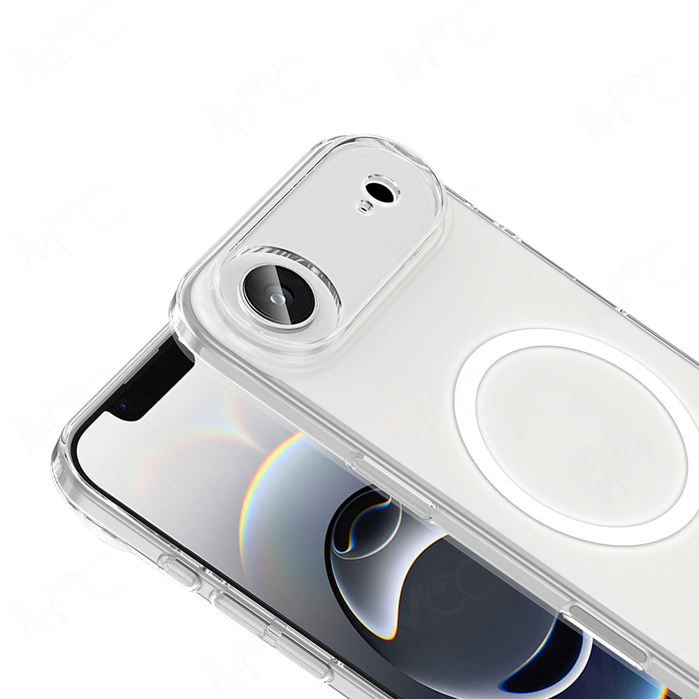 Apple iPhone 17 Air Kılıf IC Çipli M-Safe Şarj Özellikli Şeffaf Kamera Çerçeveli Zore Toledo Kapak