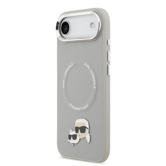 Apple iPhone 17 Air Kılıf Karl Lagerfeld Orjinal Lisanslı M-safe Şarj Özellikli Metal Kamera ve Buton Tasarımlı K&C PU Deri Kapak