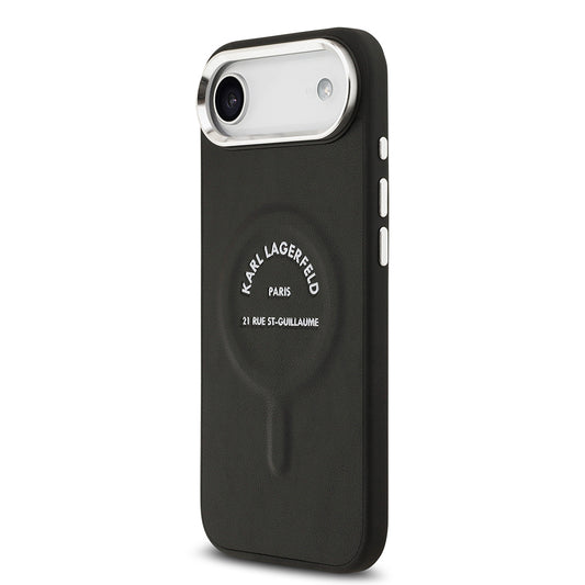 Apple iPhone 17 Air Kılıf Karl Lagerfeld Orjinal Lisanslı M-safe Şarj Özellikli Metal Kamera ve Buton Tasarımlı Paris RSG PU Deri Kapak