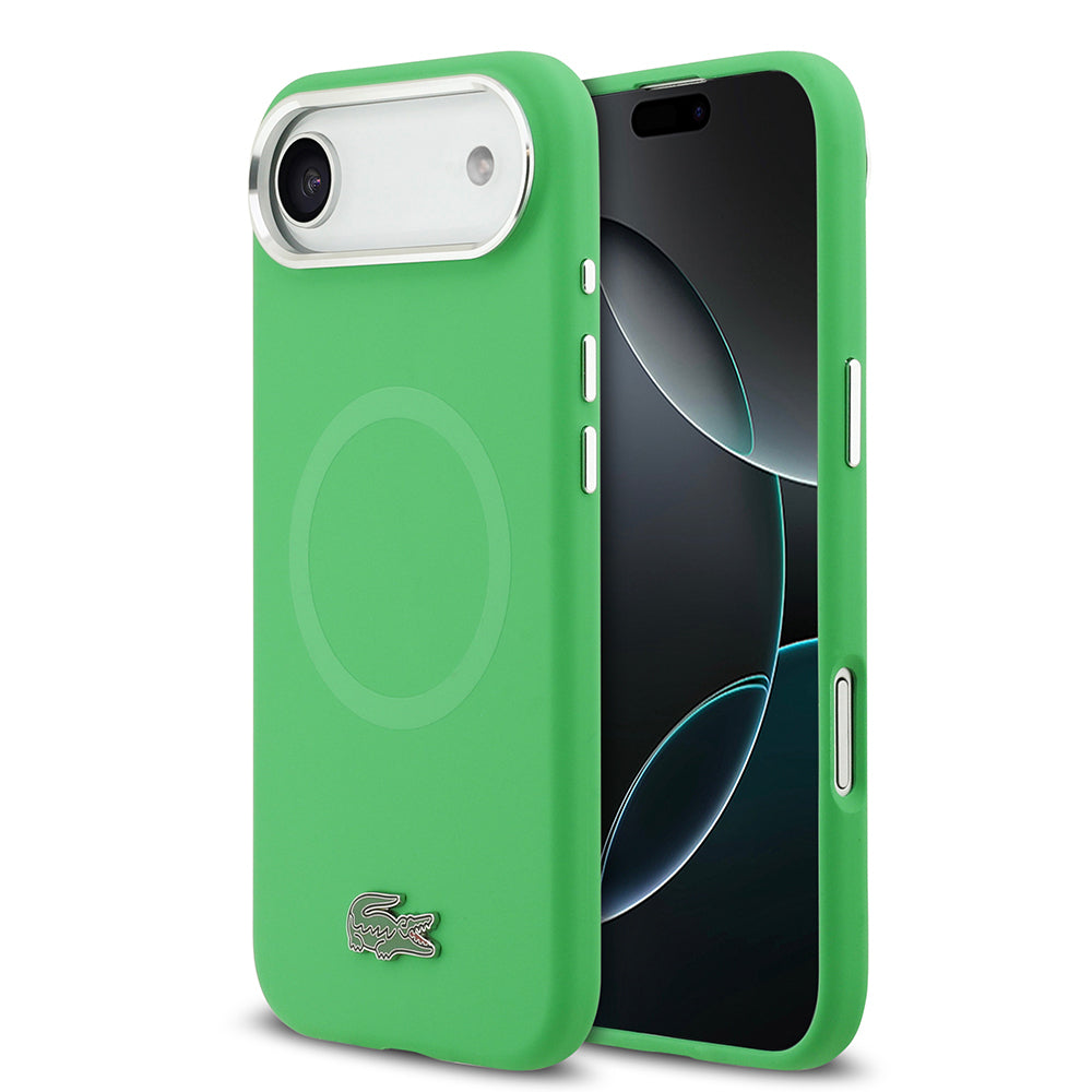 iPhone 17 Air Kılıf Lacoste Orjinal Lisanslı M-safe Şarj Özellikli İkonik Logolu Metal Kamera Çerçeveli Silikon Kapak