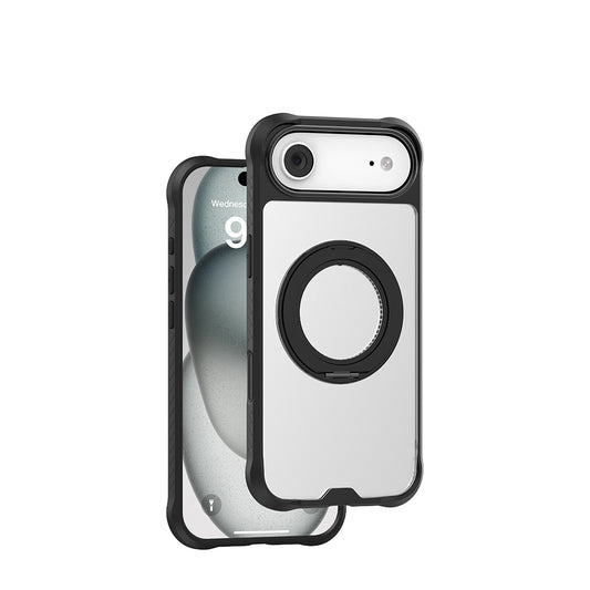 iPhone 17 Air Kılıf M-safe Şarj Özellikli Parmak Ring Standlı Airbag Tasarımlı Mutural Obsidian Serisi Kapak