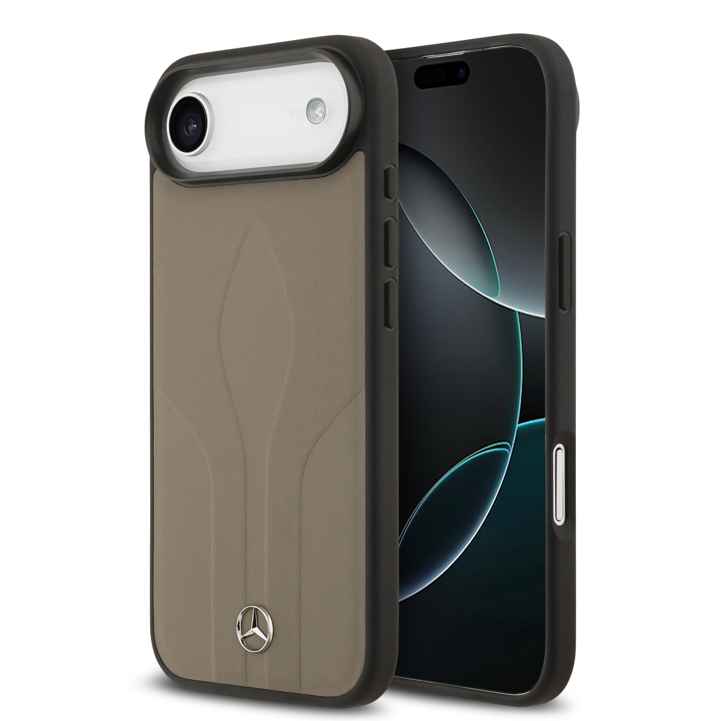iPhone 17 Air Kılıf Mercedes Benz Orjinal Lisanslı M-safe Şarj Özellikli Dokulu Desenli Deri Kapak