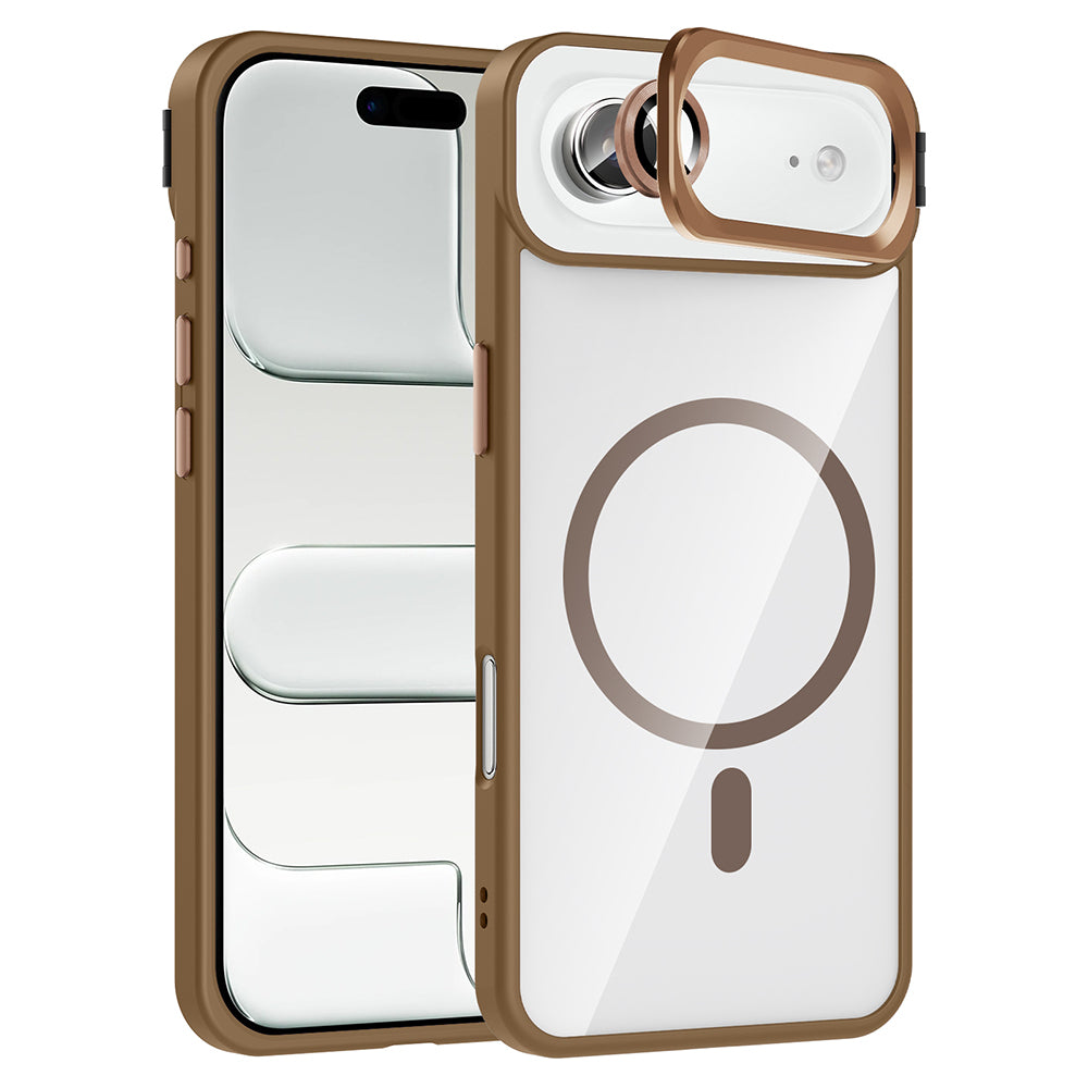 Apple iPhone 17 Air Kılıf Standlı ve Kamera Lens Hediyeli M-Safe Şarj Özellikli Zore Etro Kapak