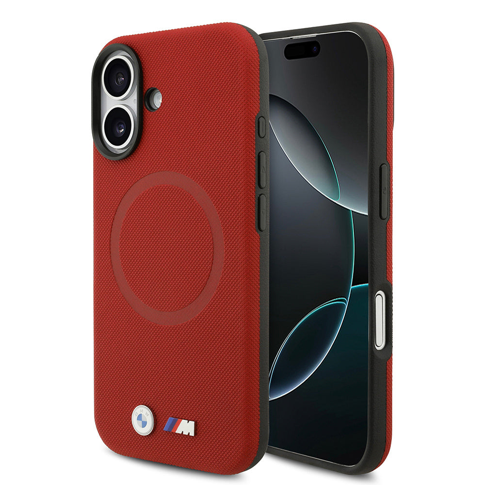 iPhone 17 Kılıf BMW Orjinal Lisanslı M-safe Şarj Özellikli Metal Logolu Delikli M Dizayn Deri Kapak