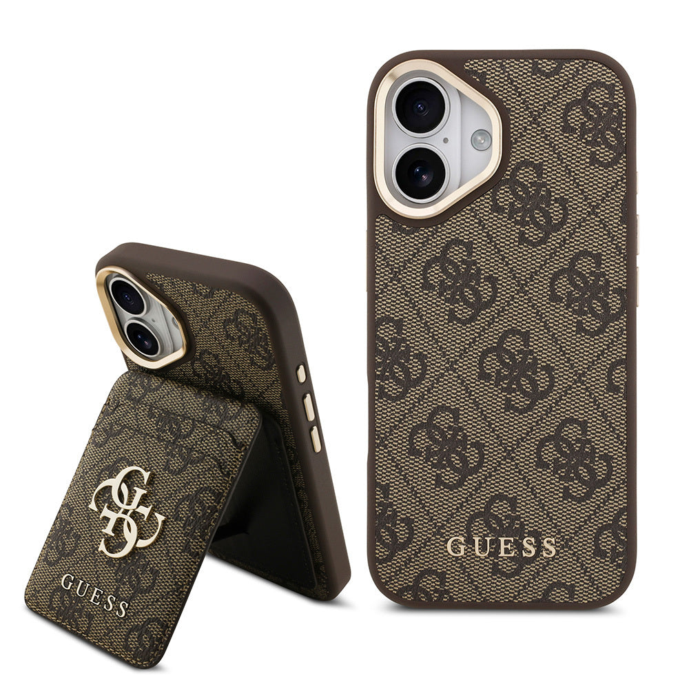 iPhone 17 Kılıf Guess Orjinal Lisanslı M-safe Şarj Özellikli 4G Metal Büyük Logolu Kartlıklı Kapak