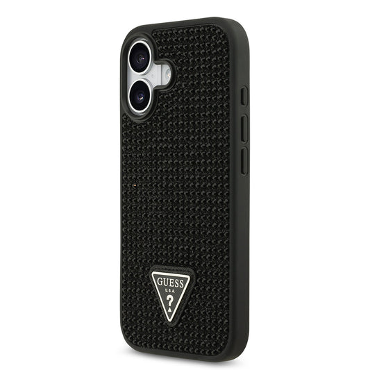 iPhone 17 Kılıf Guess Orjinal Lisanslı Taşlı Arka Yüzey Üçgen Logolu Kapak