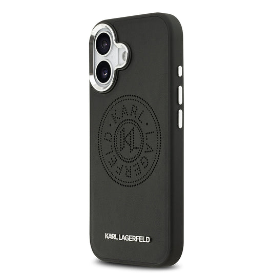 Apple iPhone 17 Kılıf Karl Lagerfeld Orjinal Lisanslı M-safe Şarj Özellikli Delikli Tasarım Metal Logolu PU Deri Kapak