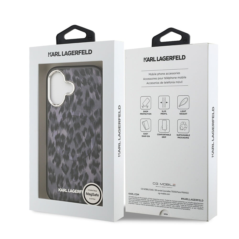 iPhone 17 Kılıf Karl Lagerfeld Orjinal Lisanslı M-safe Şarj Özellikli IML Leopar Baskılı Kapak