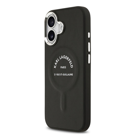 Apple iPhone 17 Kılıf Karl Lagerfeld Orjinal Lisanslı M-safe Şarj Özellikli Metal Kamera ve Buton Tasarımlı Paris RSG PU Deri Kapak
