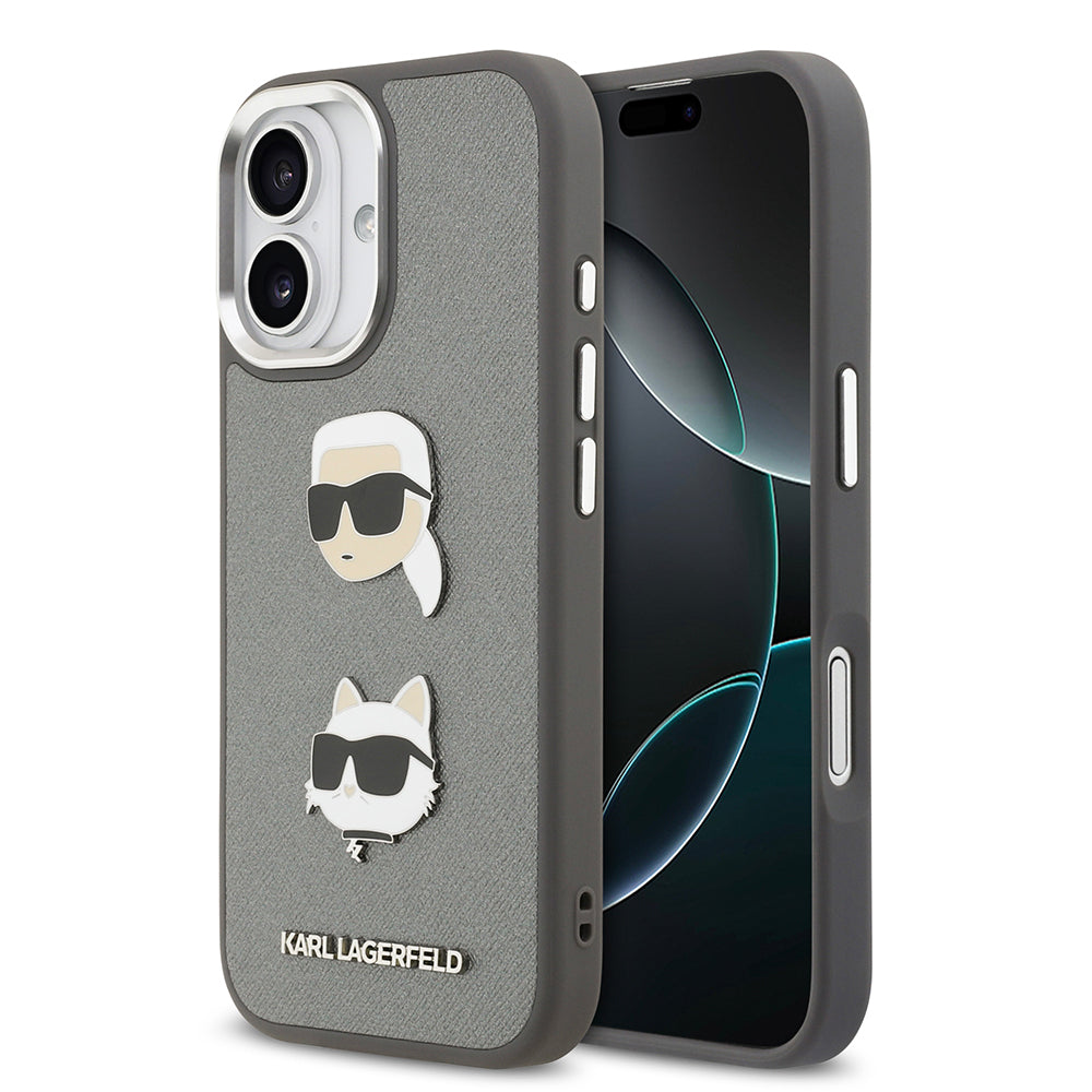 iPhone 17 Kılıf Karl Lagerfeld Orjinal Lisanslı Metal Logolu K&C Heads Pin Kapak