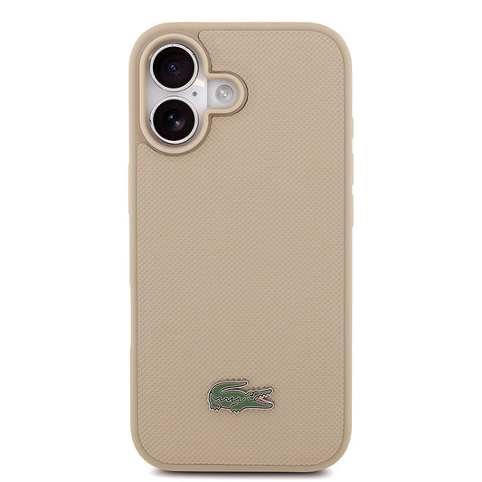 Apple iPhone 17 Kılıf Lacoste Orjinal Lisanslı M-safe Şarj Özellikli PU Pike Desenli Metal Logolu Kartlıklı Kapak