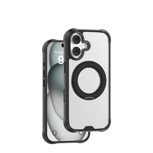 iPhone 17 Kılıf M-safe Şarj Özellikli Parmak Ring Standlı Airbag Tasarımlı Mutural Obsidian Serisi Kapak