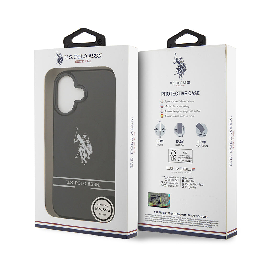 iPhone 17 Kılıf U.S. Polo Assn. Orjinal Lisanslı M-safe Şarj Özellikli IML Double Horse Stripe Logolu Kapak