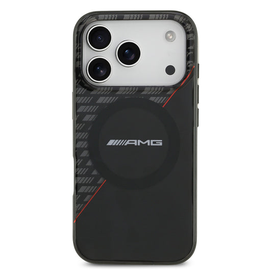 iPhone 17 Pro Kılıf AMG Orjinal Lisanslı M-safe Şarj Özellikli Çift Katmanlı Kırmızı Çapraz Çizgili Kapak